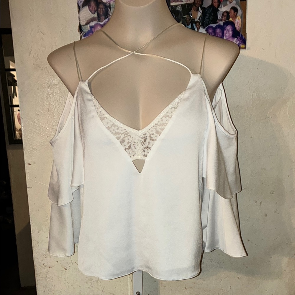 💥Topshop White Cold Shoulder Blouse